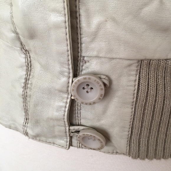 Beige faux leather jacket - Picture 4 of 8